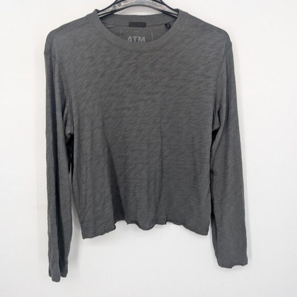 ATM T Shirt Women Size M Slub Cotton  Minimalist Raw Hem Athleisure Luxe Basics - Picture 1 of 8